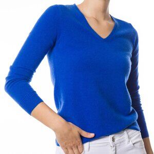 NWT! DongLi - 100% Cashmere V-neck Sweater in Electric Blue - Multiple Sizes